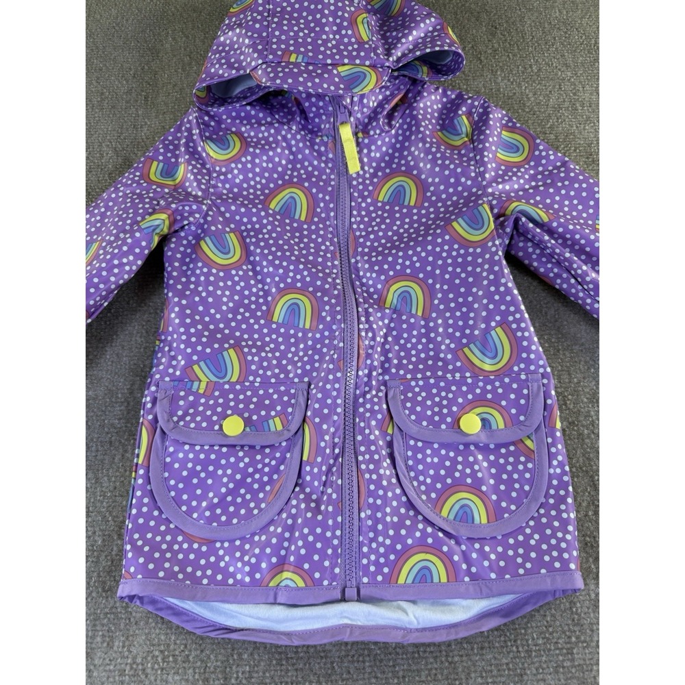 Cat & Jack Girls Purple Rainbow Print Rain Jacket Size 2T - Picture 3 of 11